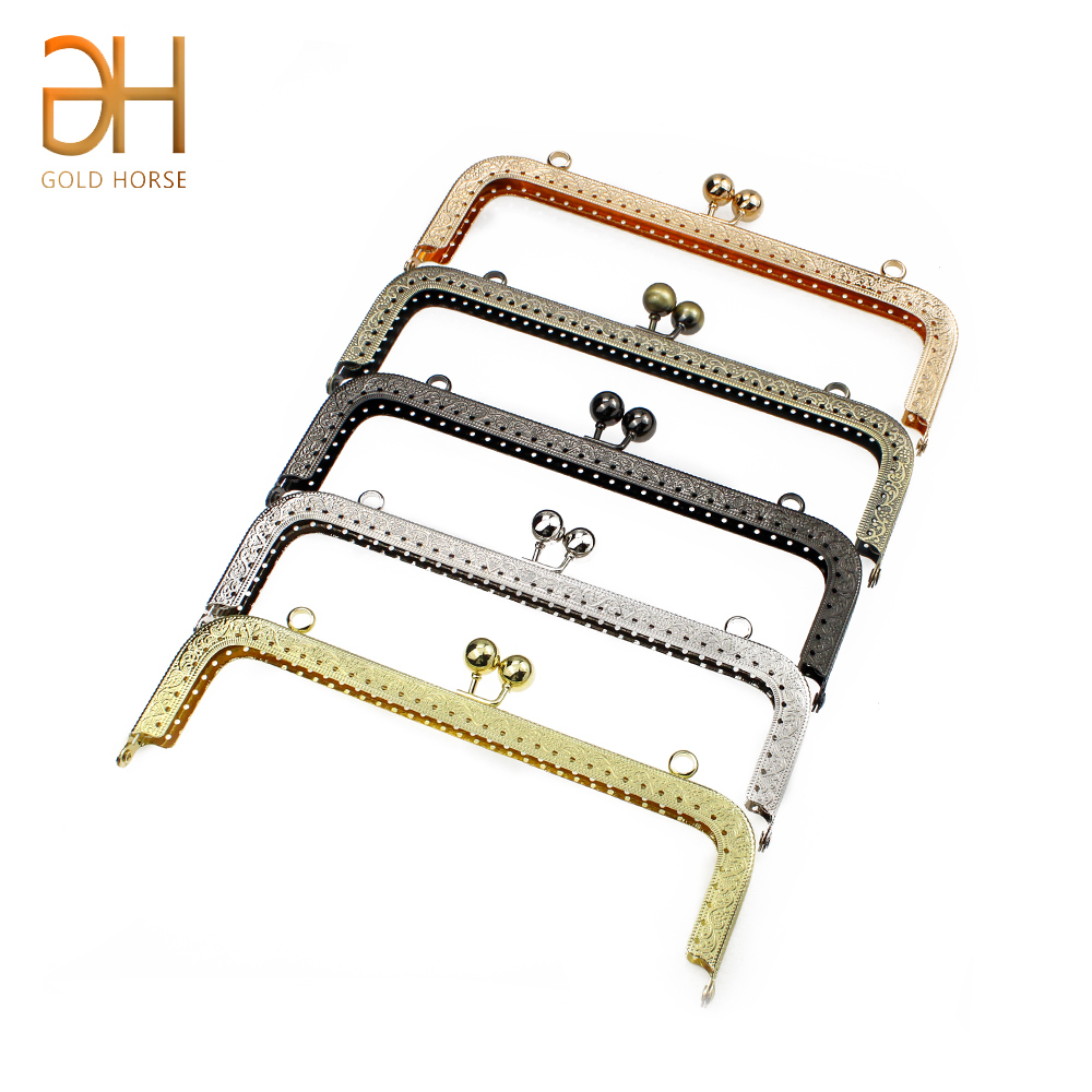 Bag Parts Accessories 5Pcs 20CM Rectangle Embossing Beads Kiss Metal Purse Frame Clasp Sewing Lock For DIY Purse Bag Fashion Women's Clutch Bags 