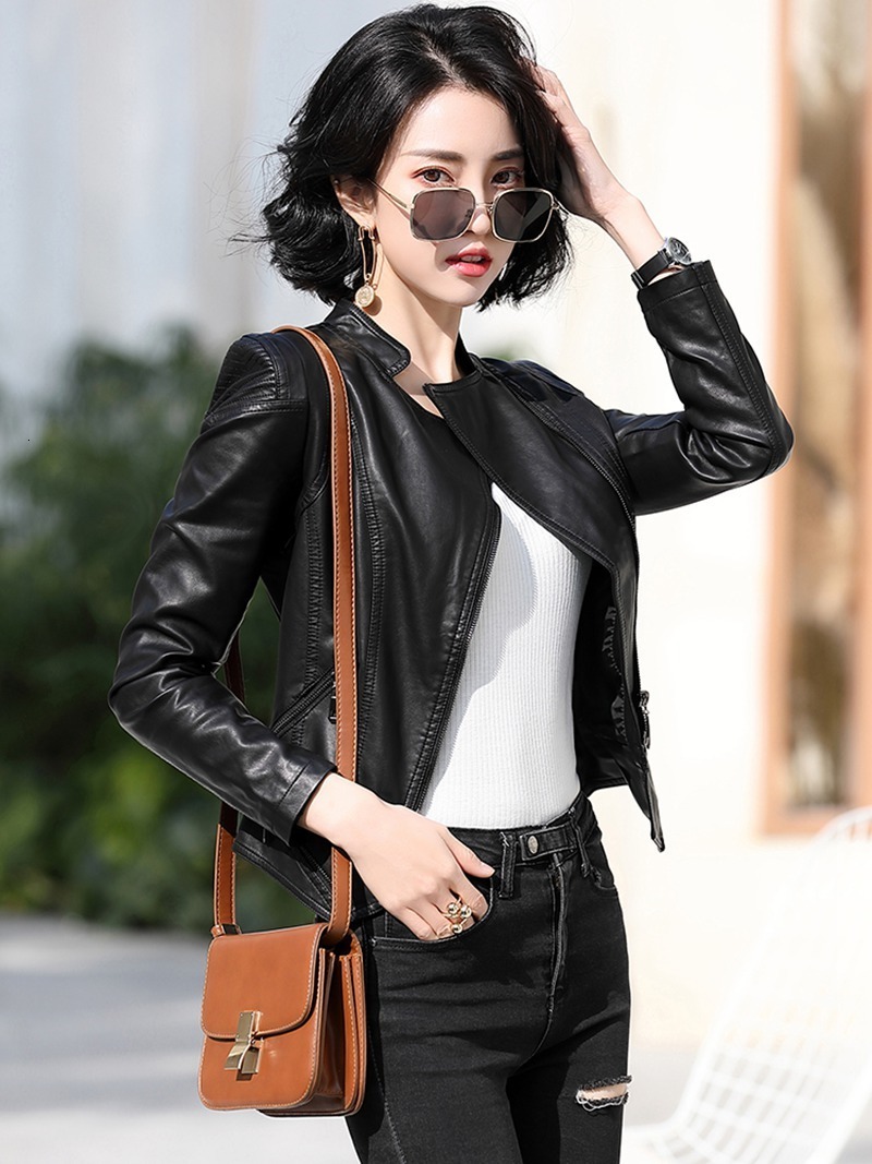 Women's Jackets PU Leather Suede Jacket Spring Summer Women Short Coat Suit Outerwear Overcoat LF2303DG 230324