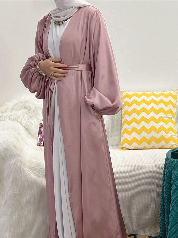 Ethnic Clothing Ramadan Eid Abayas For Women Kimono Femme Musulmane Satin Kaftan Maxi Abaya Dubai Arabic Turkey Islam Pakistan Muslim Dress Robe 23032