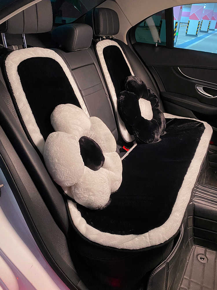 New Winter Soft Plush Universal Car Seat Cover Classic Black White Color Seat Mats Auto Seat Cushion Keep Warm Car Accessories