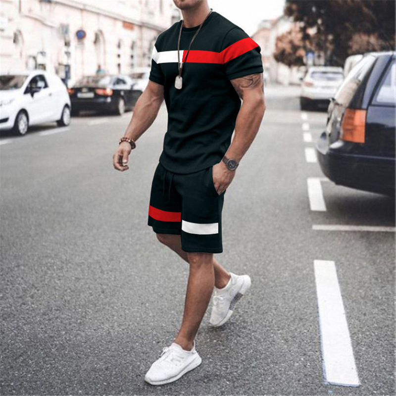 Men's Tracksuits Summer Men's Tracksuit Solid Color TShirtShorts Casual Stylish Sweatsuit Set Outfits Sports Jogging Suit Oversized Clothing