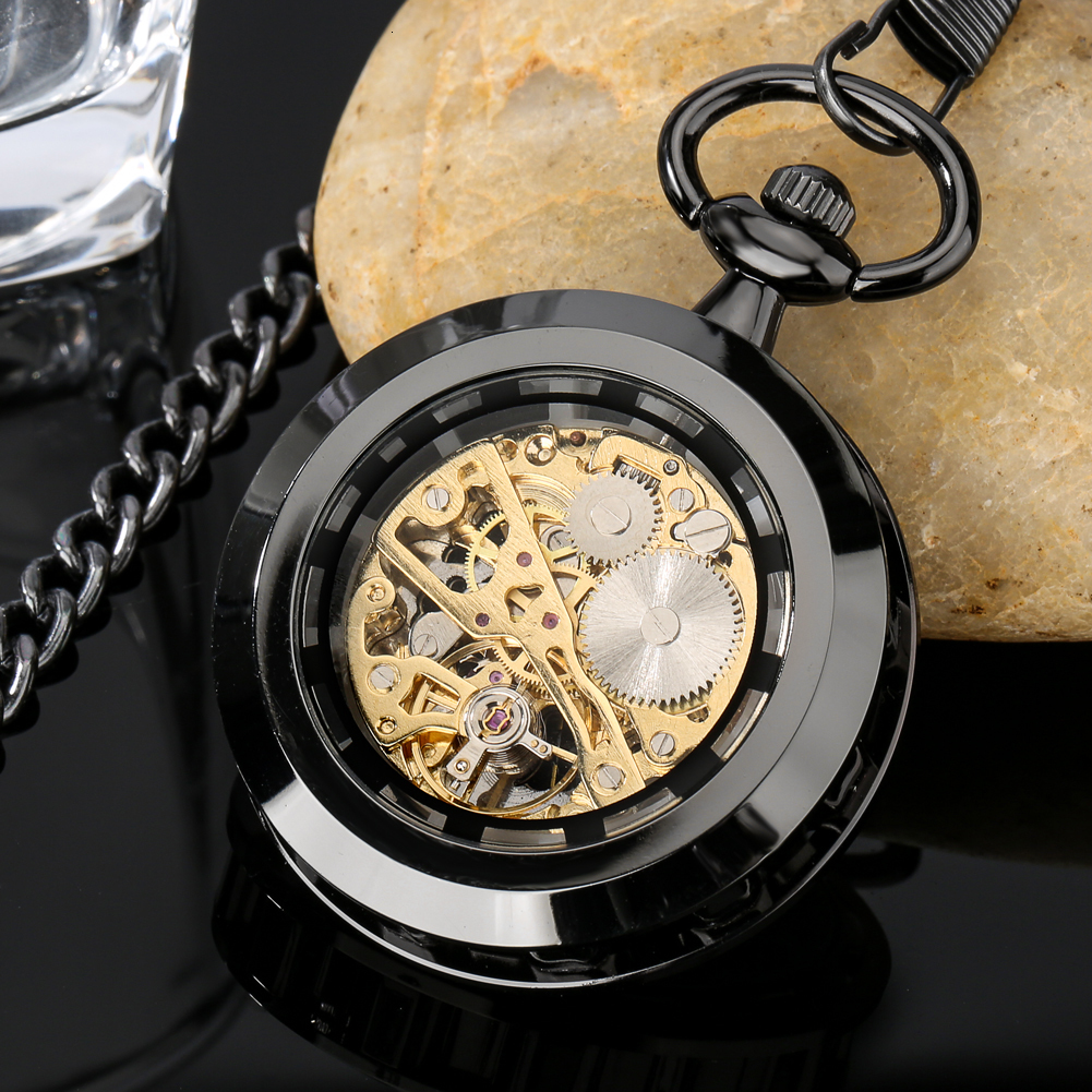 Pocket Watches Open Face Roman Numerals Display Mechanical Hand Winding Pocket Watch Elegant Fashion Antique Manual Pocket Clock Gift for Male 230324