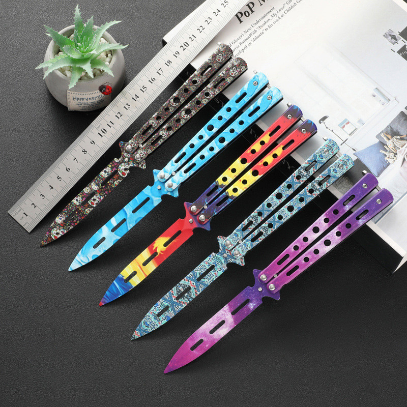 14 Color Full Stainless Steel Butter fly Knife CSGO Balisong Trainer Pocket Practice Knives Training Tool for Outdoor Games Uncut blade
14 Color Full Stainless Steel Butter fly Knife CSGO Balisong Trainer Pocket Practice Knives Training Tool for Outdoor Games Uncut blade