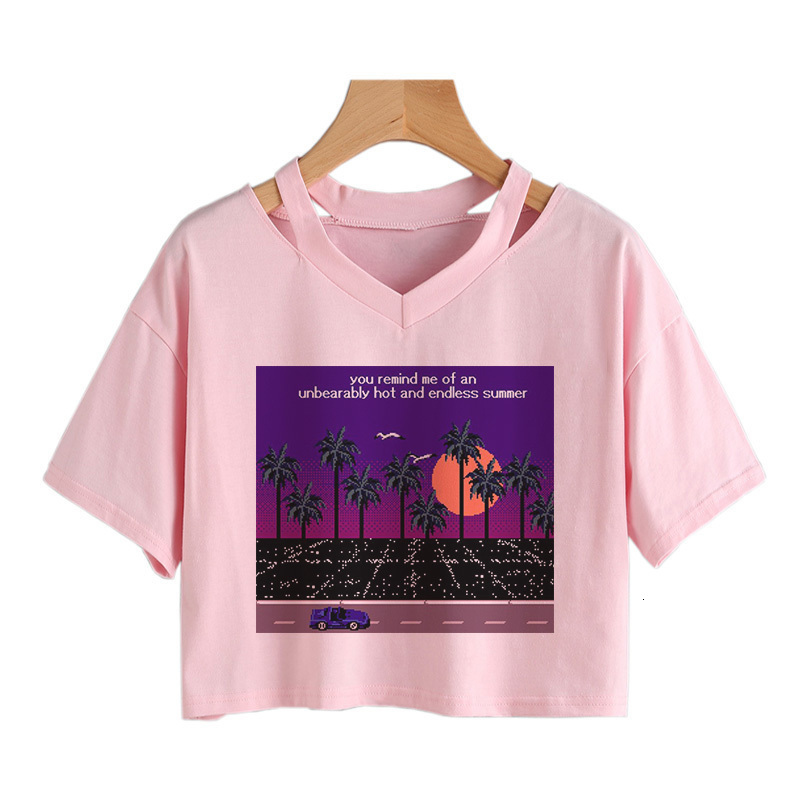 Womens TShirt Gothic clothes Japanese Cartoon print Size Tshirt Vintage Punk Crop top Harajuku Tee shirt shortsleeve Loose streetwear 230323