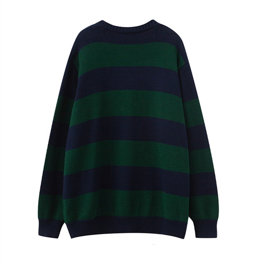 Women's Knits Tees PUWD Vintage Women V Neck Stripe Knitted Cardigan Autumn Fashion Ladies Loose Cotton Sweaters Girls Chic Knitwear Tops 230324
