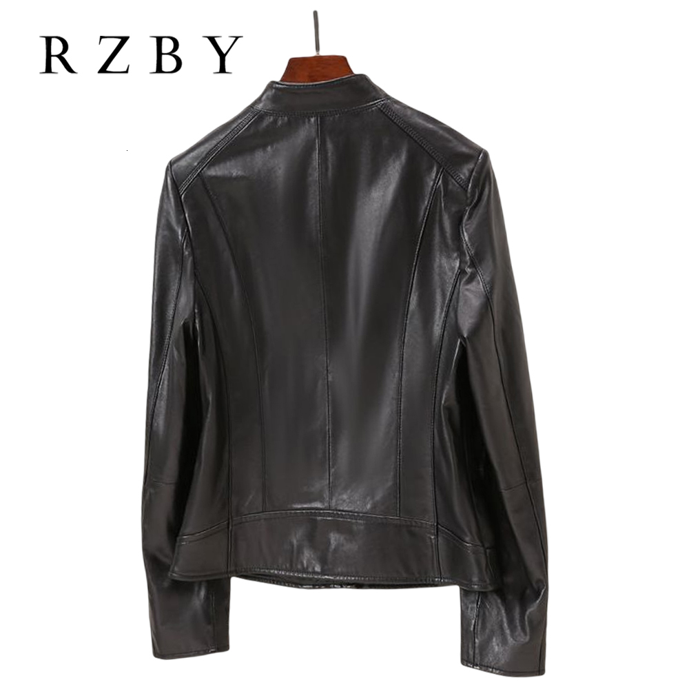 Women's Jackets Spring Women Genuine Leather Jacket Trench Coats Zipper Sheepskin Coat Elegant Biker Outerwear 230324