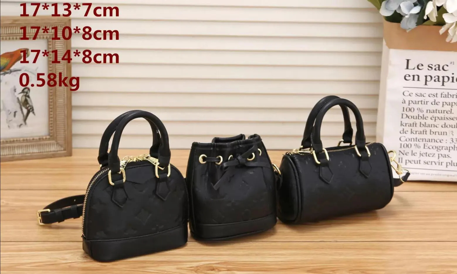 TRIO MINI ICONES 3 in 1 Shouder Bag M81081 three iconic Bags Nano Speedy Alma Noe Designer Womens Handbag Luxurys Brown Flower Monograms CrossBody Purse Wallet dhgate, Black embossing grid 
TRIO MINI ICONES 3 in 1 Shouder Bag M81081 three iconic Bags Nano Speedy Alma Noe Designer Womens Handbag Luxurys Brown Flower Monograms CrossBody Purse Wallet dhgate, Black embossing grid