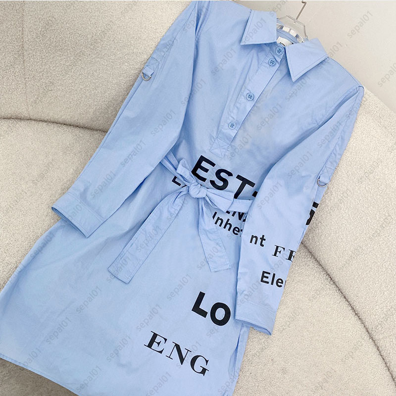 Dress Womens Designer Clothing Casual Dresses Letter Printed Lapel Long-sleeved Shirt Skirt Belt Slim Loose Straight Skirts, Blue
Dress Womens Designer Clothing Casual Dresses Letter Printed Lapel Long-sleeved Shirt Skirt Belt Slim Loose Straight Skirts, Blue