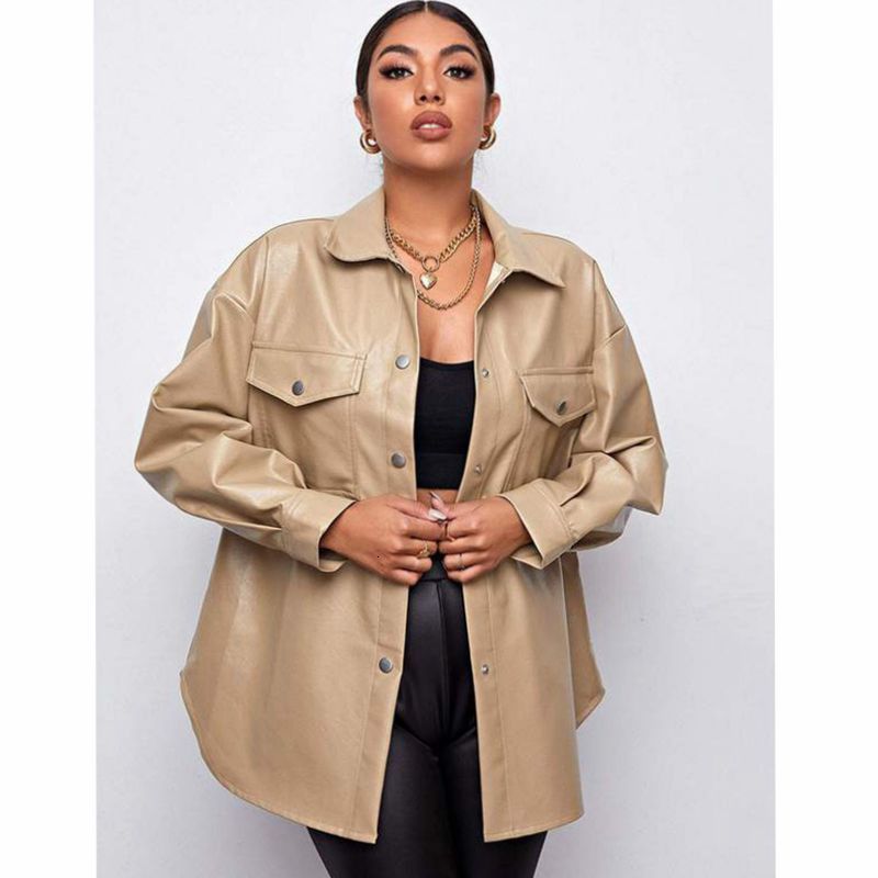 Women's Jackets Oversized Leather Vintage Tshirt Style Turn Down Collar Outerwear Faux Moto Biker Womens Winter Coats 230324