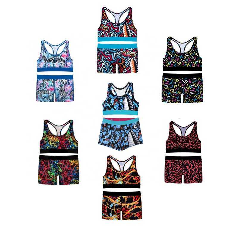 New Trendy Two Piece Biker Sets Bra Top Swimsuits Boxer Shorts Ethica Underwear Women