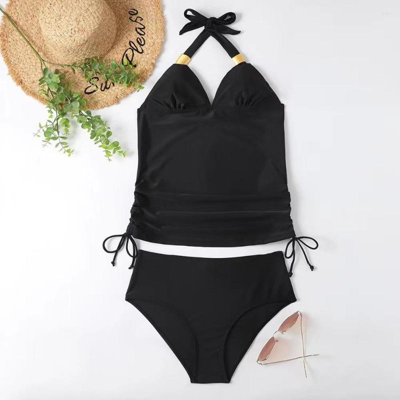 Womens Swimwear 2023 One Piece Swimsuit Women Solid Bathing Suit Halter Bodysuit Push Up Monokini Beachwear Plus Size Tankini