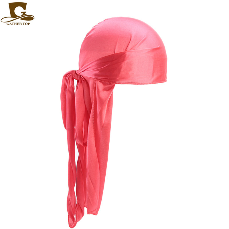 Bandanas Durag Wholesale Durag silk Long Tail Scarf Cap Men's Satin Durags Bandanna Turban Wigs Men Silky Durag Headwear Pirate Hat 13 colors 230