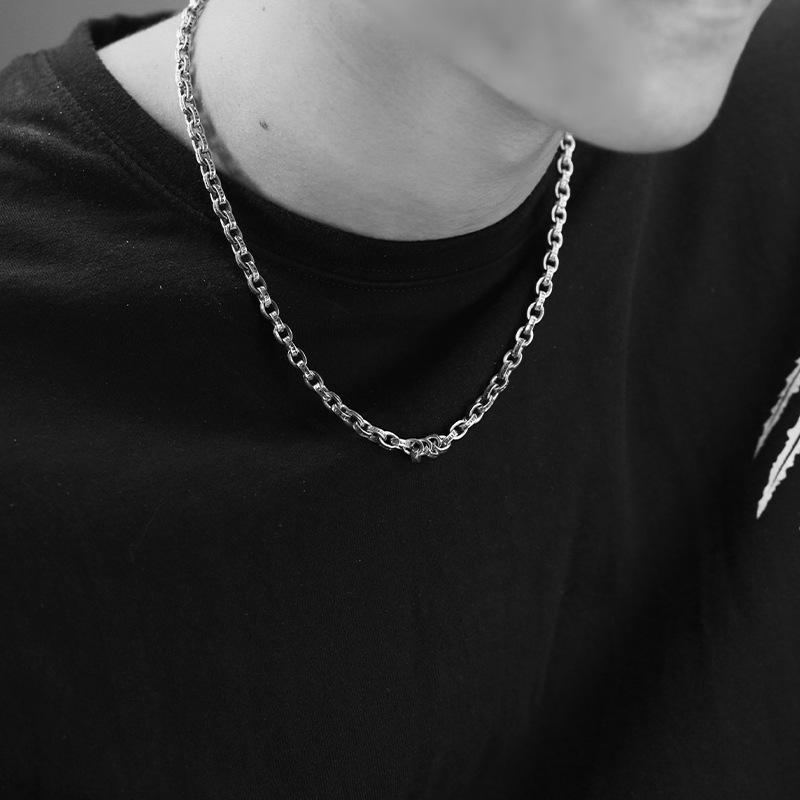 C13 S925 Sterling Silver Necklace Circle Letter Vintage Personality Trend Couple Long Style Punk Hip Hop Dance Gift for Lover