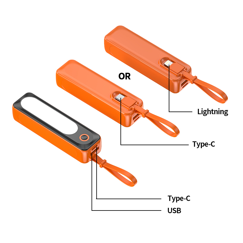 Mini Portable Power Bank 5000mAh Charger Fast Charging Slim External Battery Internal Cable For iPhone Xiaomi Huawei QC3.0