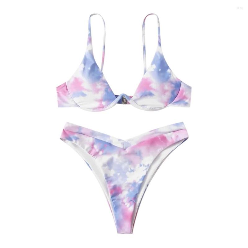 Womens Swimwear Bikini Bodysuit Lady Sexy Steel Tot Dyed Print Swimsuit Girl