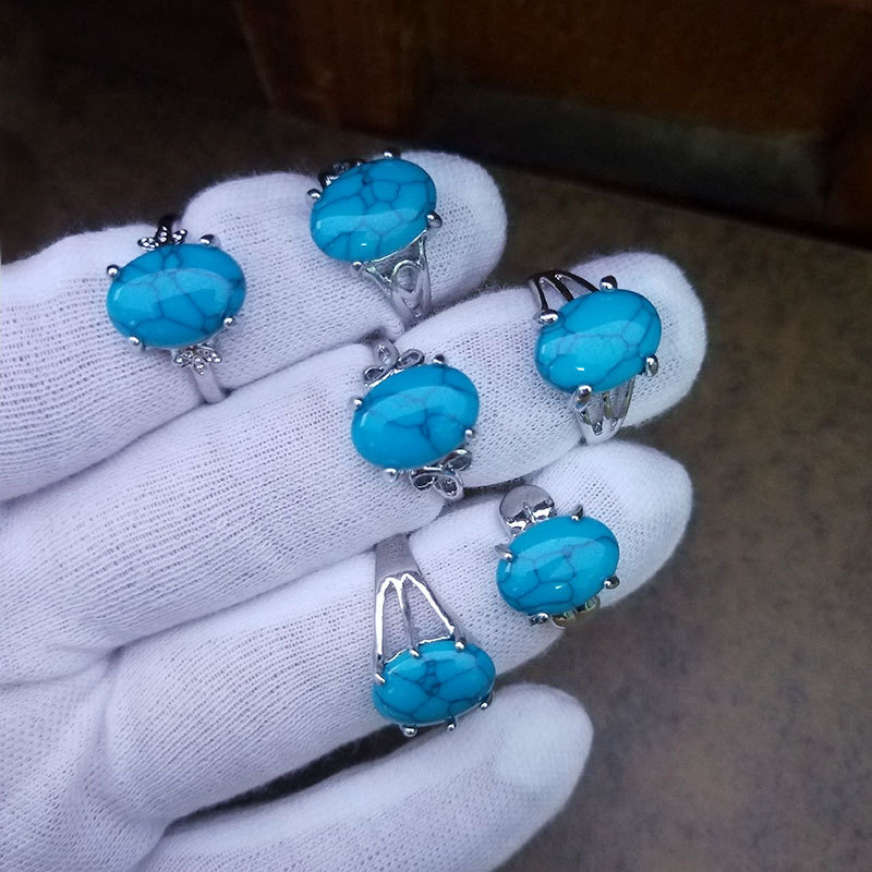 Fashion Mixed Style Blue Green White Turquoise Rings For Women Men Ring Party Wedding