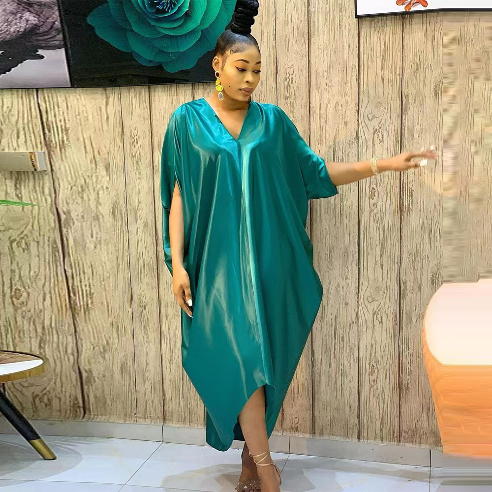 Ethnic Clothing African Dresses for Women 2023 Plus Size Africa Clothes Outfits Elegant Muslim Abaya Dubai Kaftan Satin Maxi Dress Boubou Robe 230324