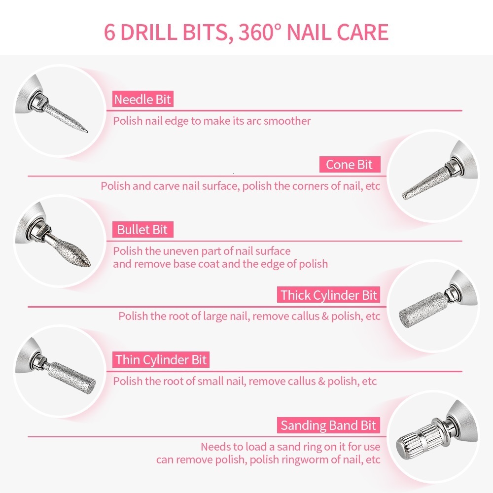 Nail Art Equipment 35000RPM Drill Machine Rechargeable Milling Portable Wireless Manicure Grinder Polisher Cutter Kit 230323