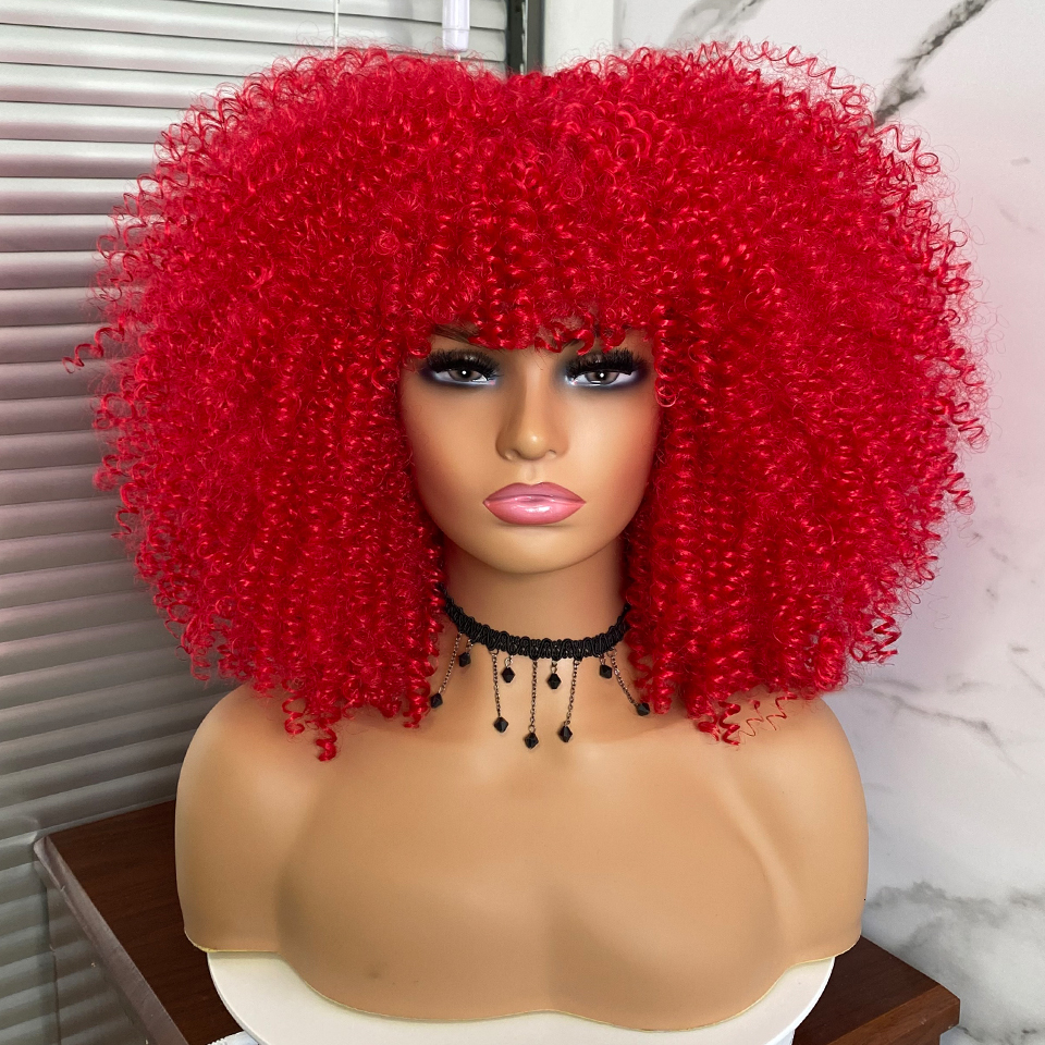 Synthetic Wigs Short Hair Afro Kinky Curly Wig For Black Women Cosplay Blonde Natural Red African Ombre Glueless HighTemperature 230413