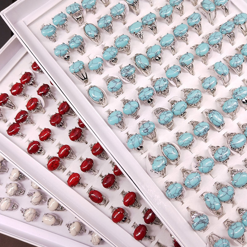Fashion Mixed Style Blue Green White Turquoise Rings For Women Men Ring Party Wedding