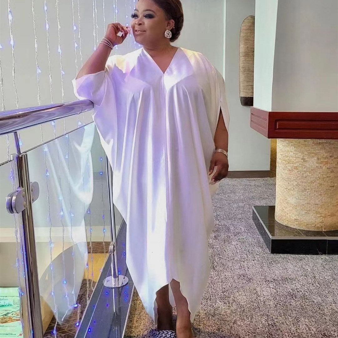 Ethnic Clothing African Dresses for Women 2023 Plus Size Africa Clothes Outfits Elegant Muslim Abaya Dubai Kaftan Satin Maxi Dress Boubou Robe 230324