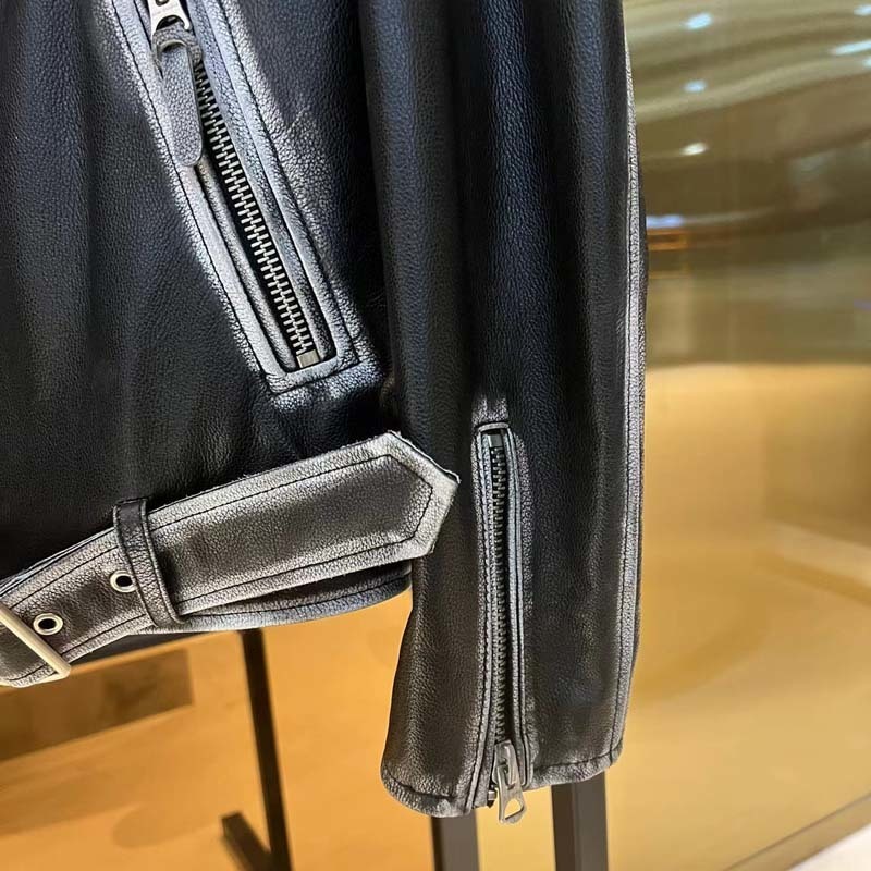 Women's Jacket Coat Spring Short Length Fashion Locomotive Model Style Vintage Craft Genuine Leather Real Cow Skin 230324