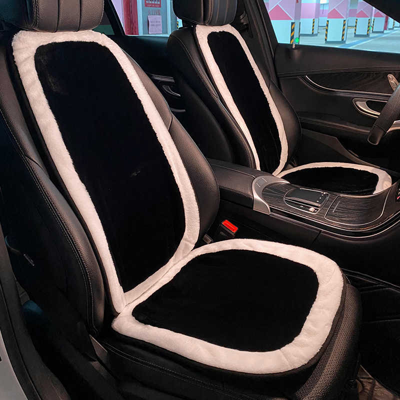 New Winter Soft Plush Universal Car Seat Cover Classic Black White Color Seat Mats Auto Seat Cushion Keep Warm Car Accessories