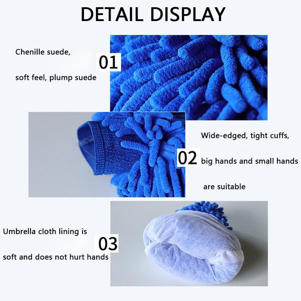 Car Microfibre Wash Sponge Cleaning Drying Gloves Ultrafine Fiber Chenille Microfiber Window Washing Tool Home Cleaning Car Wash Glove Auto Accessorie