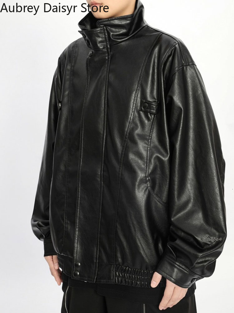 Women's Jackets Streetwear Loose Black Leather Women Punk Fashion Trend Biker Zipper High Street Vintage Chic Coat 230324