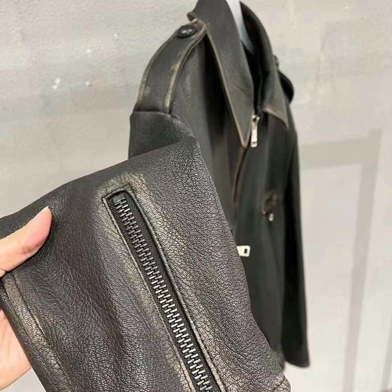 Women's Jackets Vintage Craft Women Coat Spring 2023 Fashion Short Length TurnDown Collar Real Cow Skin Perfect Technology 230324
