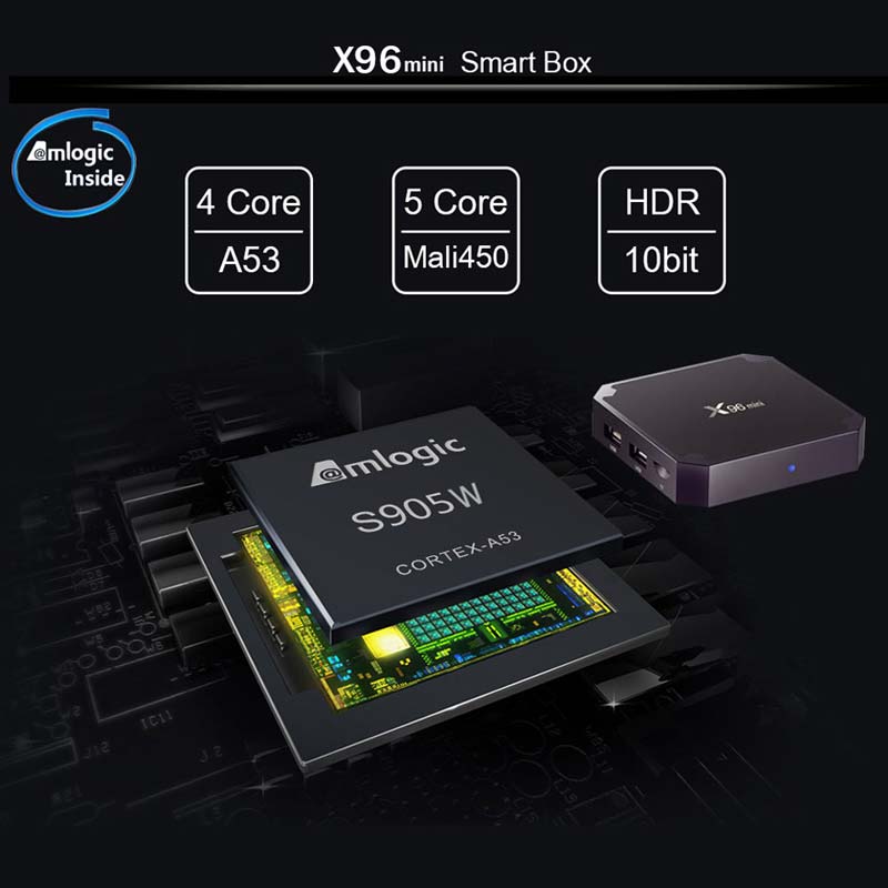 X96MINI Quad Core Settop Box Amlogic S905W Android 9 Support 4K, WIFI, Multilateral Languages Android Media Player Sent from France Warehouse No extra