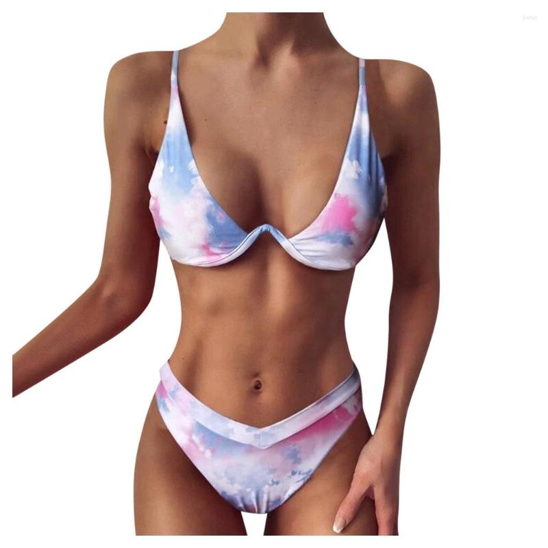 Womens Swimwear Bikini Bodysuit Lady Sexy Steel Tot Dyed Print Swimsuit Girl