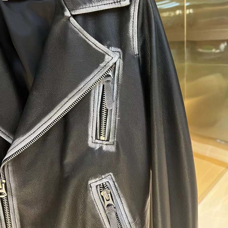 Women's Jacket Coat Spring Short Length Fashion Locomotive Model Style Vintage Craft Genuine Leather Real Cow Skin 230324