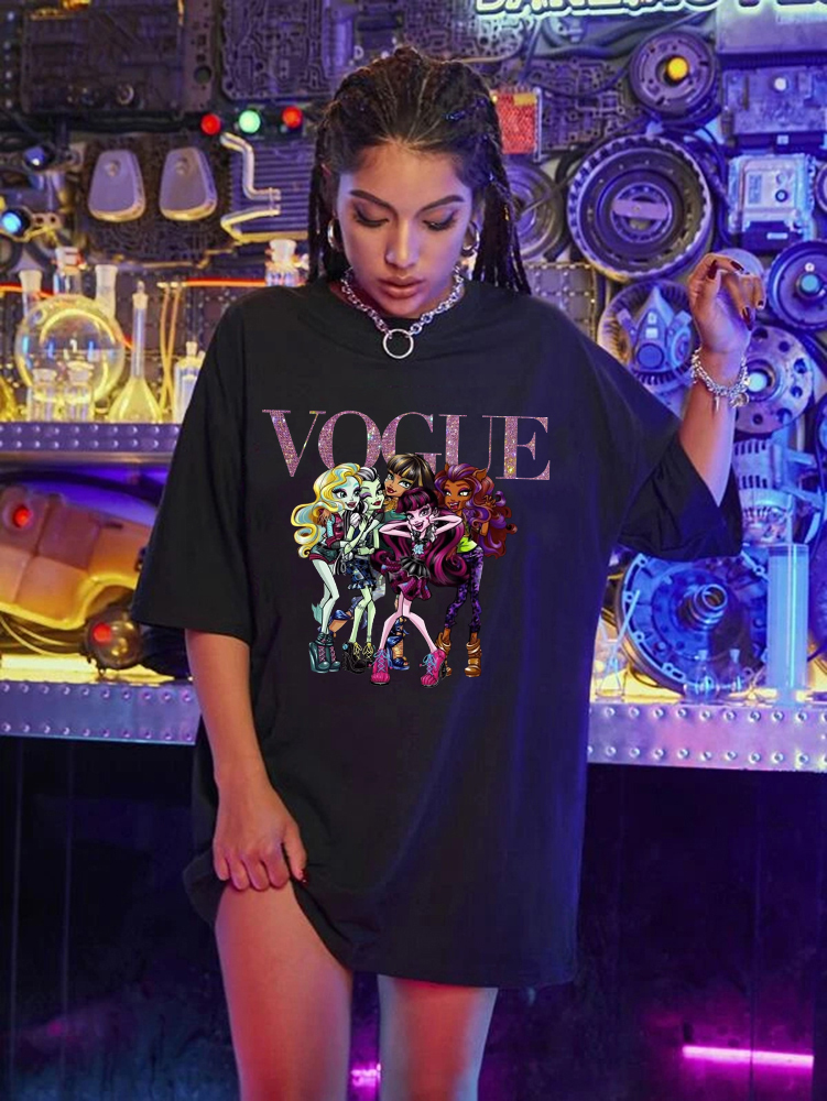 Womens TShirt Harajuku cartoon gothic print short sleeve Retro Tshirt women tops Summer streetwear Oneck sweet girl tee shirt Y2K Bratz 230323