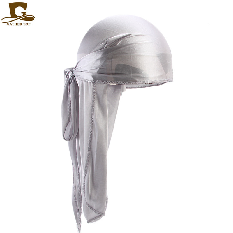 Bandanas Durag Wholesale Durag silk Long Tail Scarf Cap Men's Satin Durags Bandanna Turban Wigs Men Silky Durag Headwear Pirate Hat 13 colors 230