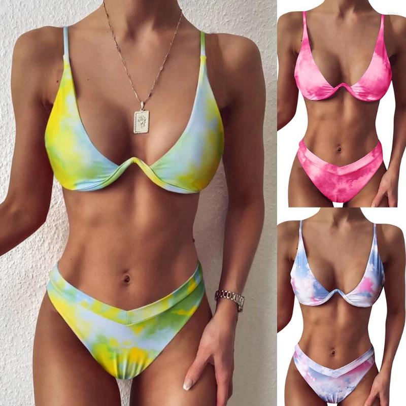 Womens Swimwear Bikini Bodysuit Lady Sexy Steel Tot Dyed Print Swimsuit Girl