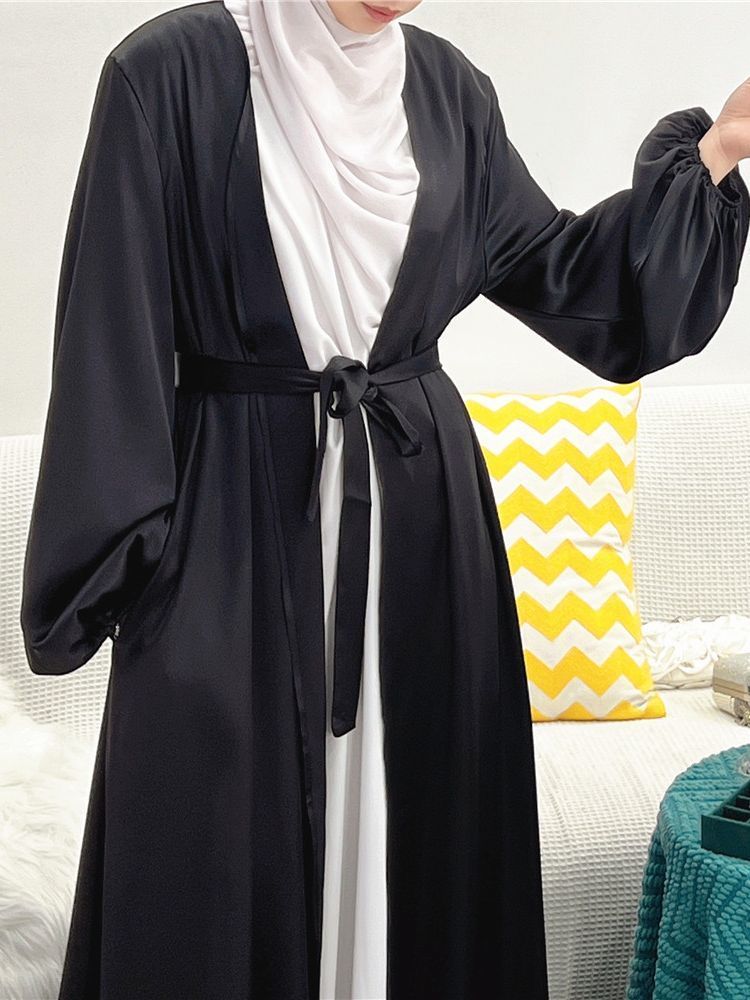 Ethnic Clothing Ramadan Eid Abayas For Women Kimono Femme Musulmane Satin Kaftan Maxi Abaya Dubai Arabic Turkey Islam Pakistan Muslim Dress Robe 23032