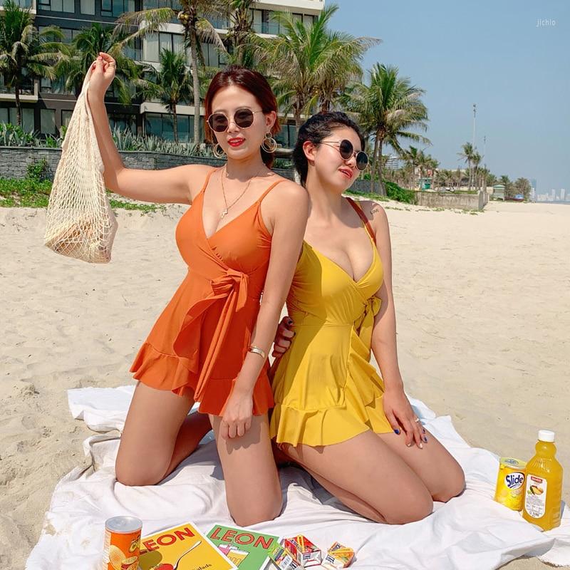 Womens Swimwear Womens Tummy Control One Piece Swimsuit Swimdress Skirted Bathing Suit Bikini Set Women Bikinis