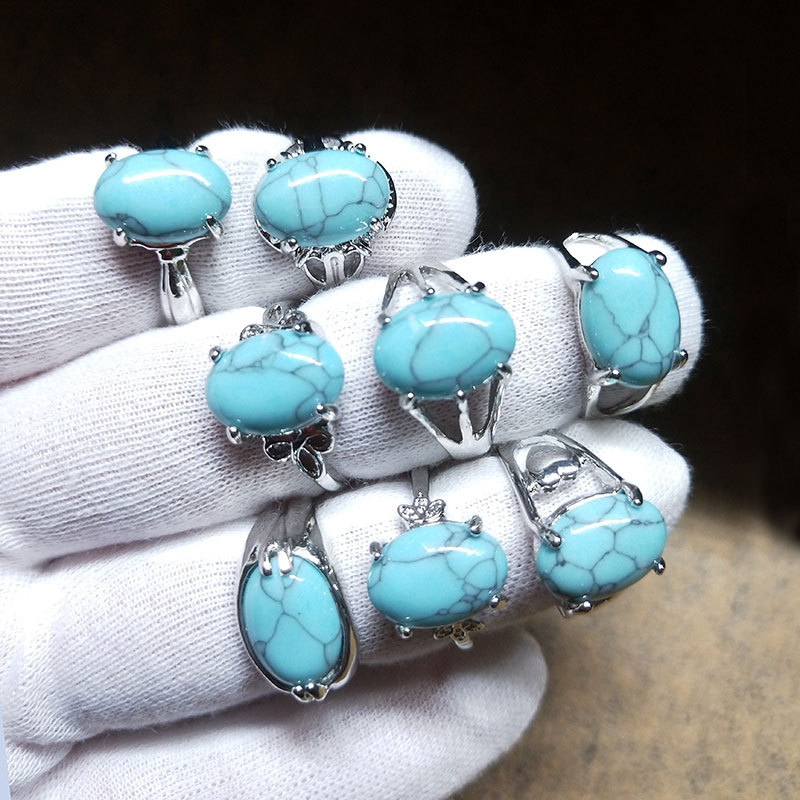Fashion Mixed Style Blue Green White Turquoise Rings For Women Men Ring Party Wedding