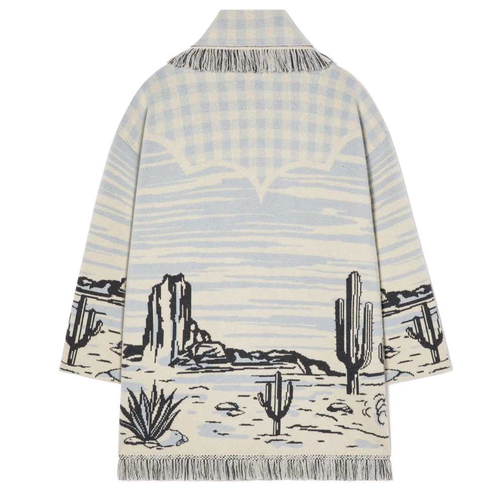 Cozy Knit Cardigan: Tassel Doodle Jacquard Loose Wool Sweater Jacket For Women ()