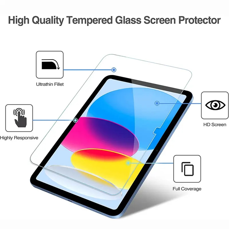 Screen Protector Film For iPad Air 4 2 3 5 6 7 8 9 10 Pro 2024 11 Mini 4 5 6 New 10.2 10.9 inch 12.9inch Tempered Glass Anti-Scratch 0.33MM With Paper