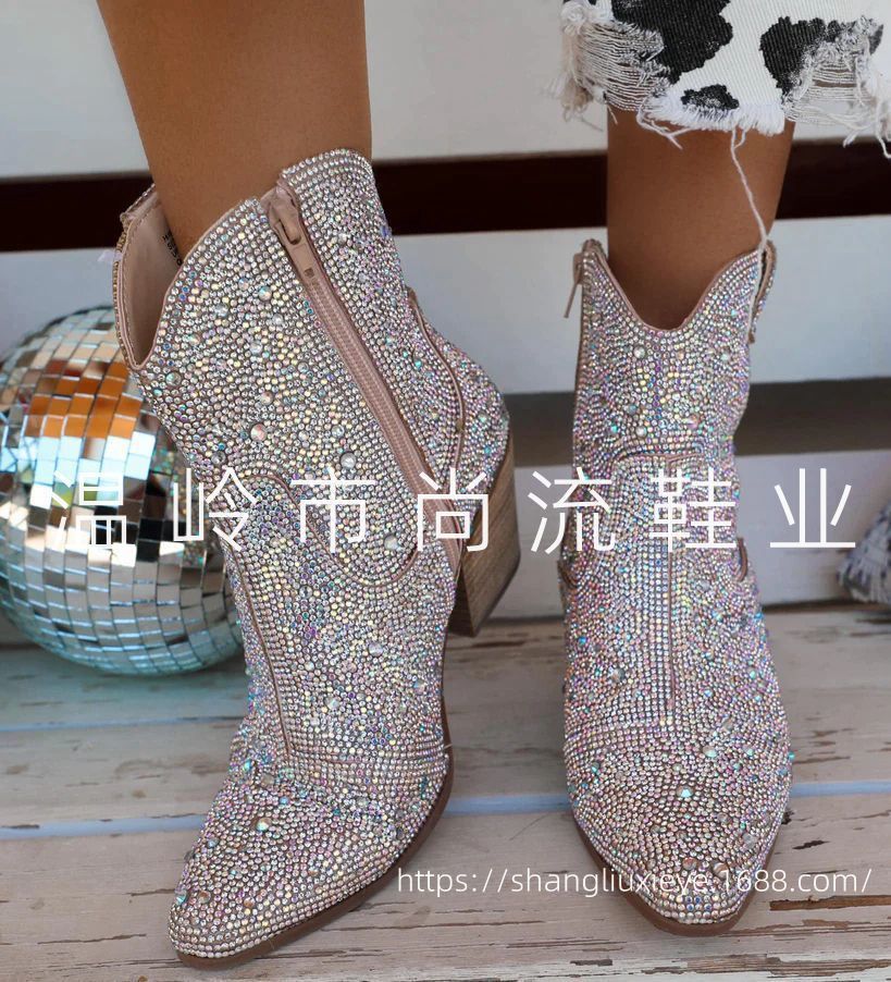 Boots Pointed Toe Short Boots Women Champagne Silver Wide Calf Embroidered Sequin Diamond Block Heel Pull-On Cowgirl Booties Shoes 230324, Beige
Boots Pointed Toe Short Boots Women Champagne Silver Wide Calf Embroidered Sequin Diamond Block Heel Pull-On Cowgirl Booties Shoes 230324, Beige
