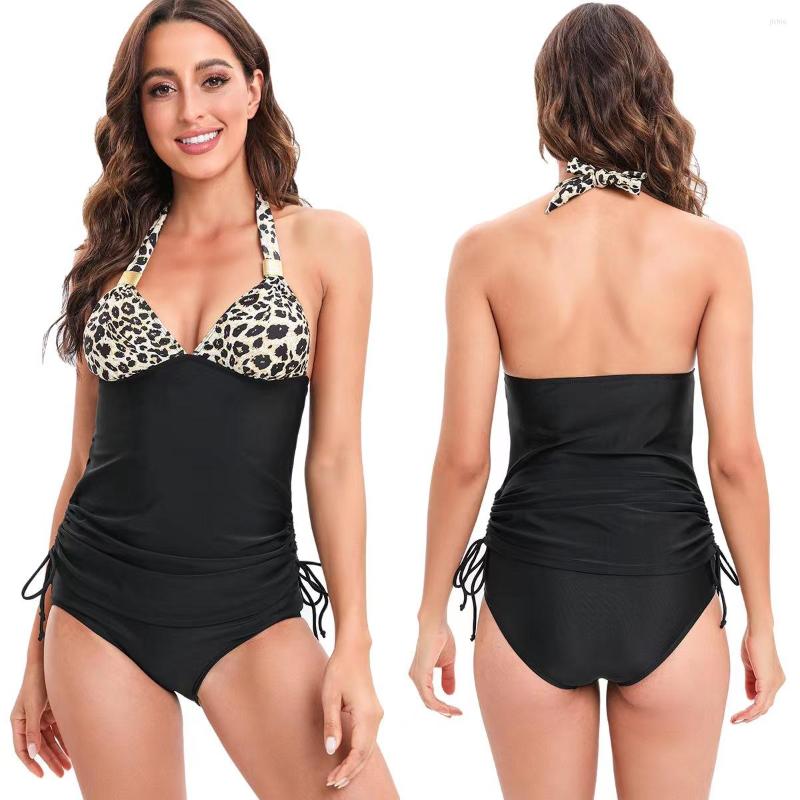 Womens Swimwear 2023 One Piece Swimsuit Women Solid Bathing Suit Halter Bodysuit Push Up Monokini Beachwear Plus Size Tankini