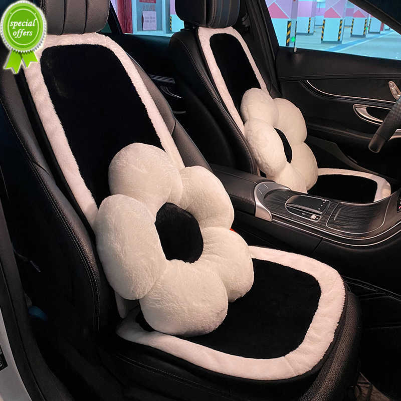 New Winter Soft Plush Universal Car Seat Cover Classic Black White Color Seat Mats Auto Seat Cushion Keep Warm Car Accessories