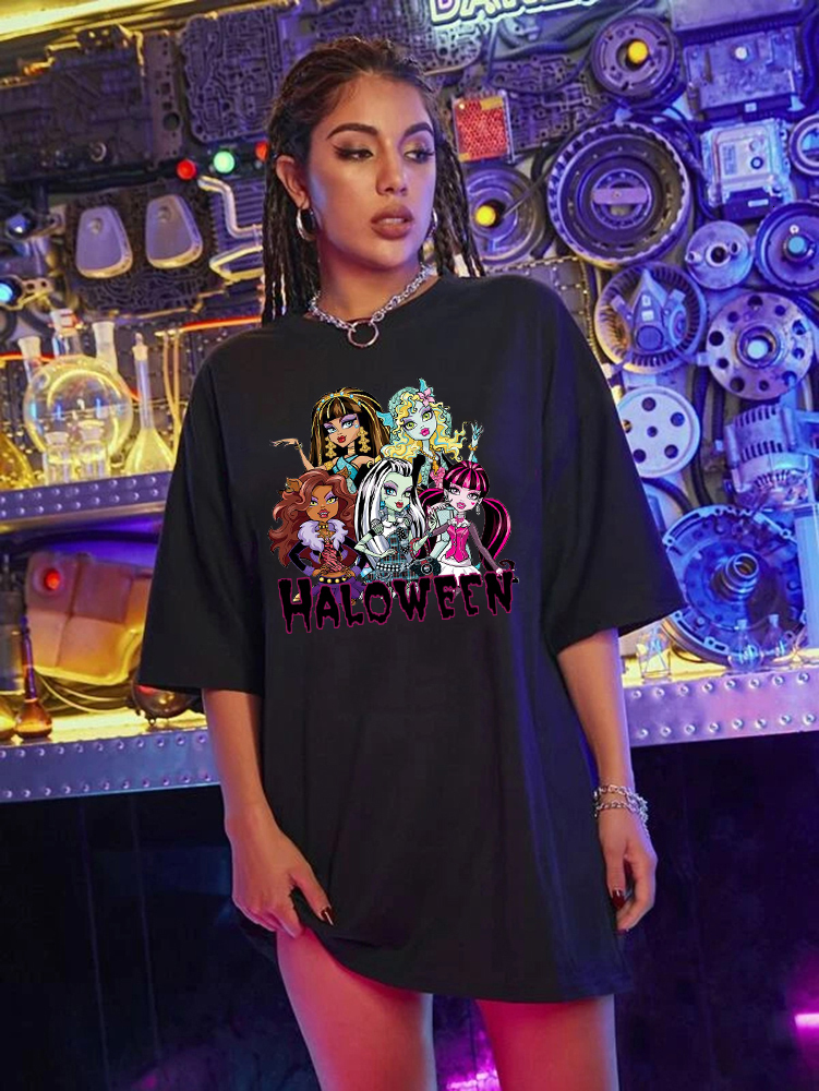 Womens TShirt Harajuku cartoon gothic print short sleeve Retro Tshirt women tops Summer streetwear Oneck sweet girl tee shirt Y2K Bratz 230323