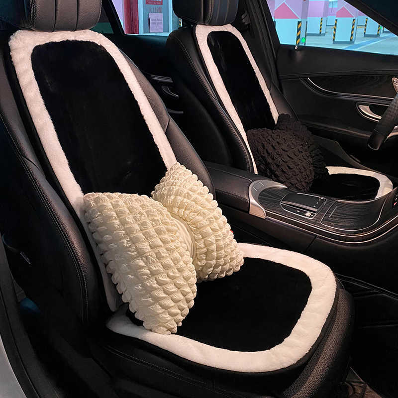 New Winter Soft Plush Universal Car Seat Cover Classic Black White Color Seat Mats Auto Seat Cushion Keep Warm Car Accessories