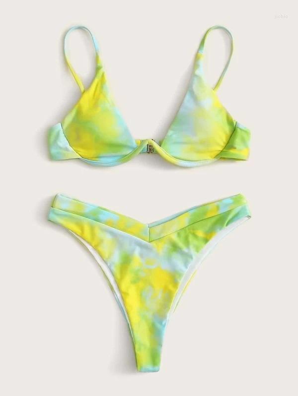 Womens Swimwear Bikini Bodysuit Lady Sexy Steel Tot Dyed Print Swimsuit Girl