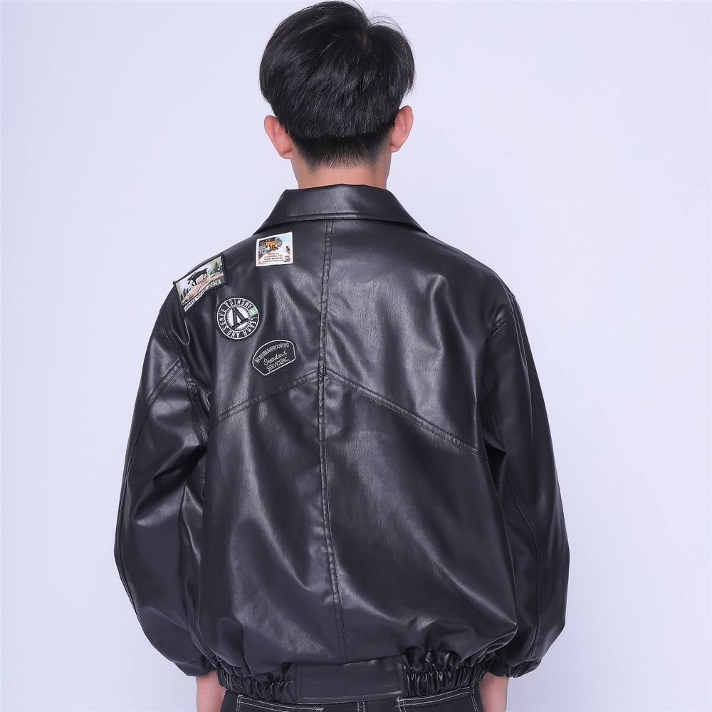 Men's Leather Faux Jacket Men Autumn Fleece Motorcycle PU Leahter Male Turndown Collar Casual Windbreaker Ropa De Hombre Coat 3XL 230324