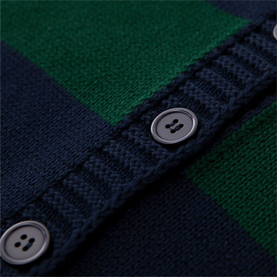 Women's Knits Tees PUWD Vintage Women V Neck Stripe Knitted Cardigan Autumn Fashion Ladies Loose Cotton Sweaters Girls Chic Knitwear Tops 230324