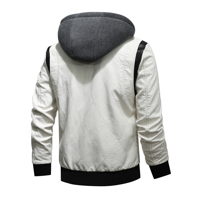 Men's Leather Faux Autumn Winter Bomber Jacket Men Scorpion Embroidery Hooded PU Motorcycle Mens s and Coats 230324